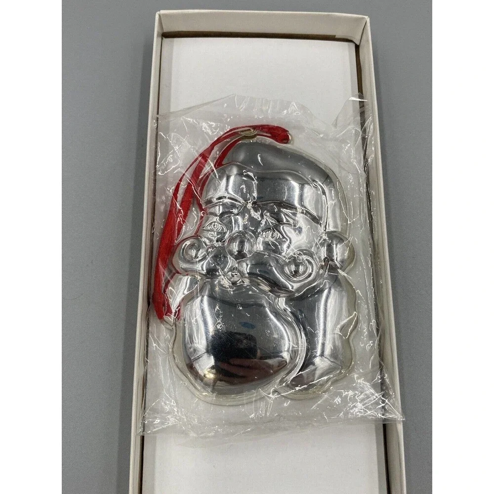 Vtg Royal Limited 3”‎ Silver Santa Claus Christmas Ornament Kaufmann’s